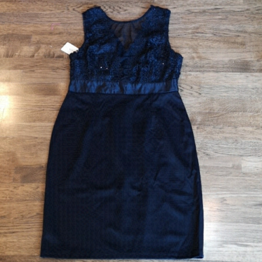 BLACK lace & sequin sleeveless dress 12 new tags